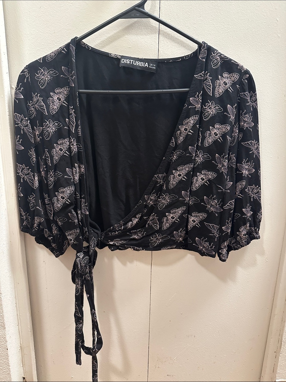 DISTURBIA Goth Grunge Cottagecore Mortmoth Crop Cropped Top sz US 10 UK 14 EU 42